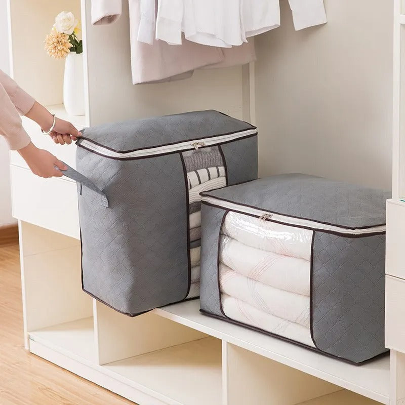 Foldable Clothes Storage Bins with Durable Handles | Closet Organizer for Clothing & Blankets