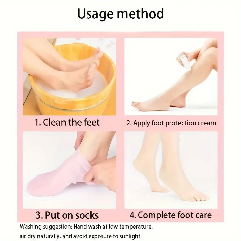 2-Pack Silicone Moisturizing Foot Socks | Spa Gel Socks for Dry, Cracked Feet